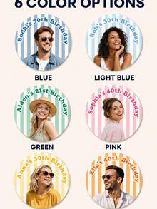 Custom Photo Face Cutout Birthday Stickers, Personalized Name & Age Party Labels, Round Photo Stickers For Cups And Birthday Celebrations, Kids Party Favor Stickers, Suitable For Son, Daughter, Family, Friends And Birthday Guests Custom Photo Labels - Multicolor - View 5