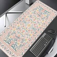 Pink Floral Pattern Desk Mat, Non-Slip Rubber Bottom, Fine Stitched Edges, Can Be Used As Mouse Pad, Study Mat, Keyboard Pad, Multiple Sizes Available, Ideal Holiday Gift - Computer Keyboard Pad, Laptop Pad, Suitable For Gamers, Office Workers And Students - View 1