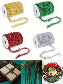1 Roll Christmas Metal Garland - 4 Colors Length, Suitable For Christmas Tree, Birthday Party, Wedding, And Other Holiday Decorations. - Multi-color - View 3
