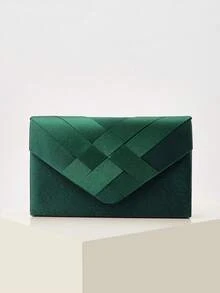 Noctella Tas Clutch Satin Hijau Vintage, Dompet Amplop dengan Penutup Silang dan Desain Elegan, Tas Tangan Malam yang Anggun untuk Pernikahan, Pesta, Makan Malam & Acara Formal - Dark Green - View 2