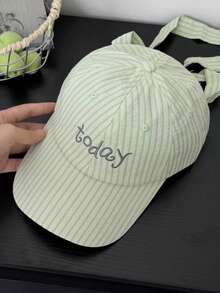 1pc Women's Y2K Embroidered Letter Striped Baseball Cap, Sweet Bowknot Design, Versatile Sports Sun Hat, Suitable For Party, Daily Wear, Back To School Gift - Multicolor - View 9
