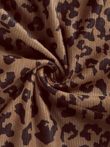 Women's Plus Size Leopard Print Ribbed Straight Leg Drawstring Casual Fashion Autumn Pants - Mocha Brown - View 8