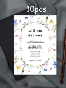1/10/50pcs Customized Floral Wedding Invitations, Personalized Wedding Invitation Cards, White Envelope Packaging, Wedding Supplies - Multi-color-paper - View 25