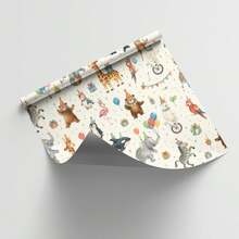 5/10 Lembar Kertas Pembungkus Kado Motif Sirkus Hewan, Pembungkus Kado untuk Anak Perempuan, Cocok untuk Ulang Tahun, Pernikahan, Acara Menyambut Bayi, Pertunangan, dan Kado Natal - MultiWarna - View 7