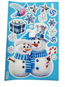Christmas Stickers Blue Dream Crystal Ball Glass Decal Shopping Mall Window Display Scene Decoration Santa Claus Static Cling Stickers Christmas Home Decor Stickers - 1PC - View 12
