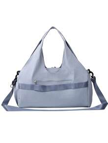 Casual Minimalist Style Fashionable Solid Color Travel Bag, Large Capacity Niche Design Single Shoulder Bag, Suitable For Short Distance Travel. - Blue - View 8