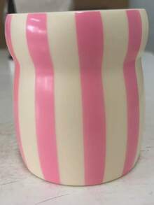 1 INS-Style Hand-Painted Two-Tone Striped Plastic Storage Tube, Cosmetic Organizer, Makeup Brush Holder, Eyebrow Pencil, Eyeliner, Lipstick Storage Box, Desktop Decoration, Holiday Gift For Family And Friends - A - View 10