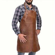 Pure Black Customizable Name LOGO Store Name Work Apron, Industrial Style Faux Leather Halter Apron, Multi-Pocket, Adjustable Buckle Shoulder Straps, Stain-Resistant Wear-Resistant Tool Apron, Suitable For Workshop, Kitchen, Restaurant, Barbershop, Gardening, Handmade DIY - Multicolor - View 8