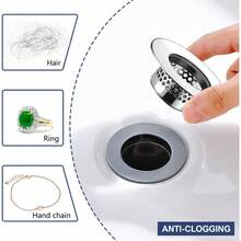 4pcs Bathroom Sink Strainer Set, Suitable For Bathtub Drain And Washbasin, Can Filter Hair, Suitable For Laundry Room And RV Sink, Stainless Steel Material, Fits 1.25 Inch To 1.3 Inch Hole Diameter - Silvery - View 8