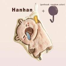 1pc Capybara Hand Towel With Hook, Coral Fleece Towel For Table Cleaning, Hanging Cute Hand Towel, Bathroom Small Towel For Hand Washing, Kitchen Absorbent Cloth, Multiple Styles Available - Multicolor - View 8