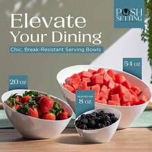 5 Pack White Angled Plastic Serving Bowls Disposable For Party Table 8oz - White - View 3