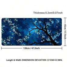 1pc Leather Desk Mat, Mysterious Blue Cherry Blossom Extended Mouse Pad - Large Japanese Night Flower Desktop Pad, For Office And Gaming, Beautiful Desktop Leather Protective Pad, Washable, Non Slip Base, Suitable For Home Office Use - View 12