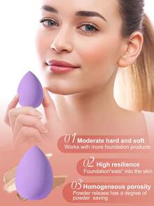 43Pcs/3pcs Purple Makeup Tool Kit Makeup Brushes Ultra Soft Cosmetic Sponges Triangle Powder Puffs Finger Puffs Bow Hairband For Foundation Concealer Powder Blending Professional Supplies - Purple - View 4