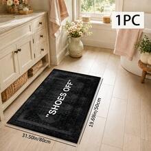 1pc "Please Take Off Shoes" Text & Pattern Printed Rug, Faux Wool Mat - Highly Absorbent, Easy To Clean, Suitable For Home Decor, Farmhouse, Entryway, Indoor, Room, Kitchen, Dining Room, Small Office/Home Office, Sink, Laundry Room, Doormat, Kitchen Mat, Non-Slip Mat - Multicolor - View 12