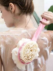 1pc Extra Long Handle Exfoliating Brush, Suitable For Back Scrubbing, Bath Brush, Soft Bristles, Non-Slip Handle, Suitable For Hard-To-Reach Areas, Feet And Shoulders, Suitable For Home Bathroom SPA - Multicolor - View 3
