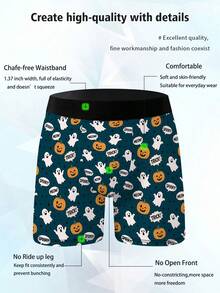 Halloween Cute Ghost Pumpkin Print Shorts, Loose And Comfortable Large Size Men's Boxer Briefs - Multicolor - View 4
