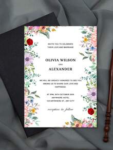 1/10/50pcs Customized Floral Wedding Invitations, Personalized Wedding Invitation Cards, White Envelope Packaging, Wedding Supplies - Multi-color-paper - View 32