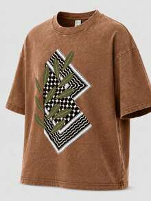 EWH 2025 New ModelWash T-Shirt Keffiyeh Cat Hip Hop ReDG004 - Brown - View 3