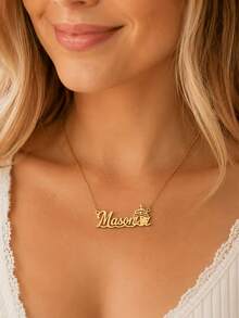Personalized Custom Name Anchor Ship Necklace, Stainless Steel Pendant, Couple Commemorative Gift, Creative English Name Letter Necklace, Ocean Captain Sailor Style Jewelry, Birthday Gift, Anniversary, Friendship And Family Gift - Multicolor - View 1