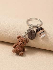 1pc POKOJA LAND Cute Bear Pendant, Coffee Bean Drink Accessory Decoration, Y2K Backpack Charm, Keychain Accessory - Multicolor - View 7
