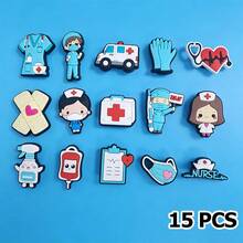 15PCS Medical Nurse Shoe Charms, Gentle Medical‑Style Shoe Buttons, Fits Various Hole‑Type Shoes, Daily Decor, Ideal For Gifting - Multicolor - View 1