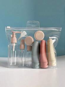 Flocked Travel Refill Bottles For Shampoo, Makeup, Body Wash, Skincare, Makeup Remover Oil, Portable Empty Sample Bottles - All Pink Nordic - View 3