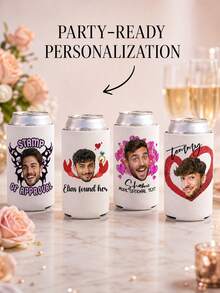 Personalized Funny Face Can Cooler, Add Custom Face Photo And Text, Lightweight Drink Sleeve With Playful Designs For Bachelorette And Wedding Parties, Creative Souvenir Favors To Bring Fun For Your Bridal Crew Gathering. - Multicolor - View 8