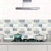 Self-Adhesive Decorative Kitchen Stickers, 2D Flat Mixed Color Asymmetrical Tile Pattern Wall Decals, Tile Stickers, Wall Decor Stickers, Tile Decorative Stickers, Suitable For Home Decor, Bathroom Decor, Bedroom Decor, Etc. - Multicolor - View 10