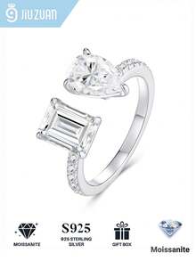 Moissanite Ring For Women, 925 Sterling Silver Hypoallergenic, Lightweight Luxury Niche Design, Valentine's Day Birthday Gift For Girlfriend Wife Mom, Gift Box Packaging With Certificate - Silver - View 2