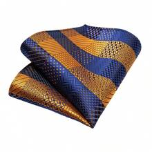 5Pcs Men Orange Plaid & Striped Tie Pocket Square Cufflinks Boutonniere Tie Clip Set, Random Cufflink Pattern, Suit Accessories For Wedding - Orange - View 2