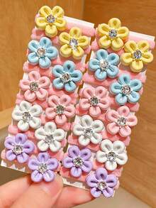 20 buah Ikat Rambut Bunga Macaron Rhinestone, Aksesori Rambut Gaya Manis, Cocok untuk Gaya Rambut Ekor Kuda, Setengah Terikat, dan Sanggul - Warna campuran - View 4