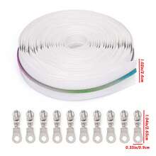 1 Set = 4.5m Zipper + 10 Zipper Heads, #3 Small Nylon Rainbow Teeth Zipper, Colorful Gradient Teeth, Extra Long Free Cutting, Suitable For Home Sewing DIY Replacement Zipper - Multiple Colour - View 16