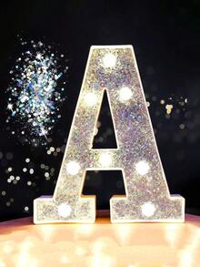 21cm/8.27in Silver Letter Light Home Decor, Wedding Birthday Party Proposal Decoration Letter & Number Light, Girls Dorm Room Decoration Light, Letter Light Sign - Warm white light - View 2