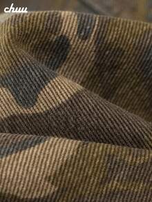 CHUU Camouflage Letter Casual Pants Women Autumn Multi-Pocket Pleated Cargo Loose Wide Leg Long Pants - Multicolor - View 5