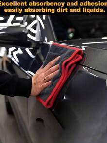 XXL Extra Large Microfiber Car Drying Towel With Twisted Loop Design - Ultra-Absorbent Thickened Technology For Cars, Trucks, Boats - Red & Gray Detail Cloth, Professional Appearance | High Absorbency Material - Car Cleaning Cloth - View 2