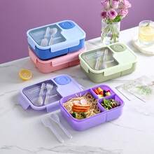 Compartment Bento Box For Students, Microwaveable Japanese Style Lunch Box With Utensils, Salad Meal Box For Office Workers - Multicolor - View 3