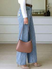 Celana Jeans Denim Elegan dengan Saku Resleting dan Kancing, Cocok untuk di Rumah, Acara Malam, Kencan, dan Gaya Kasual Musim Gugur. - Light Wash - View 5