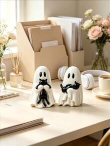 1pc Cute Halloween Ghost-Shaped Black Cat Figurine, Resin Material, Suitable For Multi-Layer Tray Decoration, Beautiful Shelf Display Or Desktop Decor; Also An Ideal Gift For Cat Lovers, Desktop Accessory, Desktop Ornament, Halloween - Multiple Styles - View 4