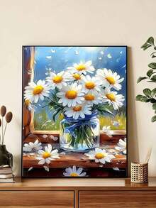 DIY Beautiful Daisy Flowers In Glass Vase (Frameless 8x12 / 16x20 Inches) Paint By Numbers Kit(Acrylic) Arts & Crafts For Adult Beginners, Home Wall Decor, And Holiday Gifts For Art Lovers - Sets - View 4