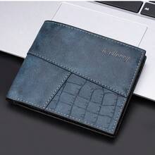 European & American Vintage Patchwork Crocodile Embossed PU Leather Men's Horizontal Short Wallet Card Holder - Multicolor - View 8