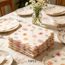 10/30/50 Pcs Vintage Floral Napkins, 2‑Ply Thickened, Perfect For Spring Tea Parties, Bridal Showers, Weddings And Bachelorette & Girls' Gatherings - View 6