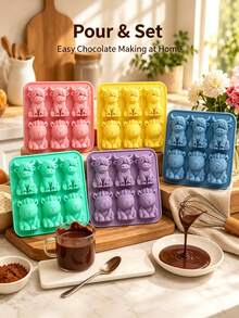 New Cute 3D Highland Cow&Capybara Ice Cube Mold, Multi-Functional Home Chocolate Mold. Refrigerator Ice Tray, Suitable For Home, Bar, Club, Whiskey, Party And Gift - Mini Highland Cow Ice Cube Mold, Kitchen Accessory, Home Supplies, Baking - Multicolor - View 6