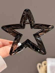 2 piezas/1 pieza Pinza de pelo de plástico ligero con forma de estrella de 9 cm/3.54 pulgadas en color negro y té para mujer, accesorio de pelo elegante y versátil de unicolor minimalista para uso diario, salidas, casual, fiesta, playa, vacaciones, coleta, peinado recogido, lavado de cara, baño, maquillaje, combinación de atuendos, pinza de pelo - Multicolor - Ver 7