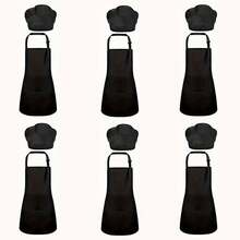 6pcs Customizable Kids Chef Apron & Hat Set, With Pockets, Adjustable Neck Strap, Personalized Logo & Pattern Printing, Suitable For Boys & Girls Baking, Cooking Role Play, Kindergarten Cooking Scene Anti-Dirt Apron - Multicolor - View 9