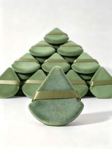 24pcs/15pcs/8pcs Triangle Sponge Powder Puff, Soft Triangular Makeup Sponge For Loose Powder And Setting, Suitable For Loose Powder, Body, Fan-Shaped Flocked Makeup Sponge, Base Makeup Blending Sponge Set, Makeup Tools - Green - View 6