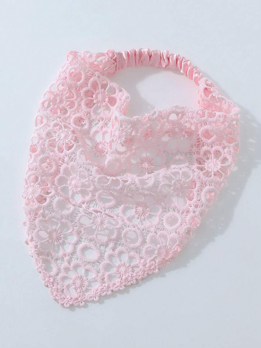 1件原創花卉圖案女款時尚針織花朵刺繡髮帶,適合日常與度假使用 - 粉色 - 查看 1