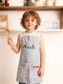 Custom Kids Apron | Personalized Baking Smock | 3D Yarn Letters | Toddler Name Gift - Multicolor - View 5