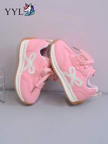 Pink Girls' Sports Shoes, Soft Sole, Anti-Slip, Hook And Loop Closure, Easy To Put On And Take Off, Durable, Lightweight, Easy To Clean - Pink - View 1