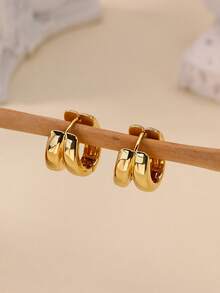 1 Pair Fashion Irregular C Shaped Earrings For Women Gold Color Stainless Steel Geometry Wave Earring Wedding Party Jewelry Gifts - Multicolor - View 8