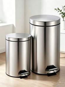1pc Stainless Steel Pedal‑Operated Trash Can‑Comes With Removable Inner Bucket, Lidded Pedal Garbage Bin, Odor‑Resistant Trash Can, Stable Structure, Suitable For Kitchen, Bathroom, Bedroom And Office - Multiple Specifications - View 9